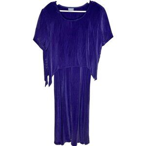 Vintage 90s Boho Lagenlook Purple Microsuede 2-Piece Dress & Top Set, Size 12P